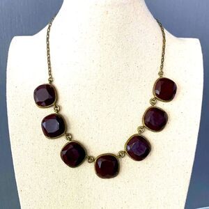 Gerard Yosca Vintage Chunky Brown Statement Necklace Antique Gold Finish